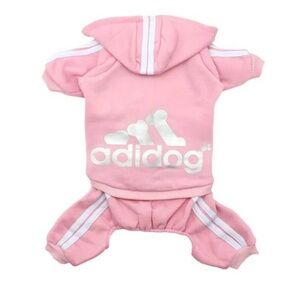 Pink Adidog Pet Hoodie and Pants Set